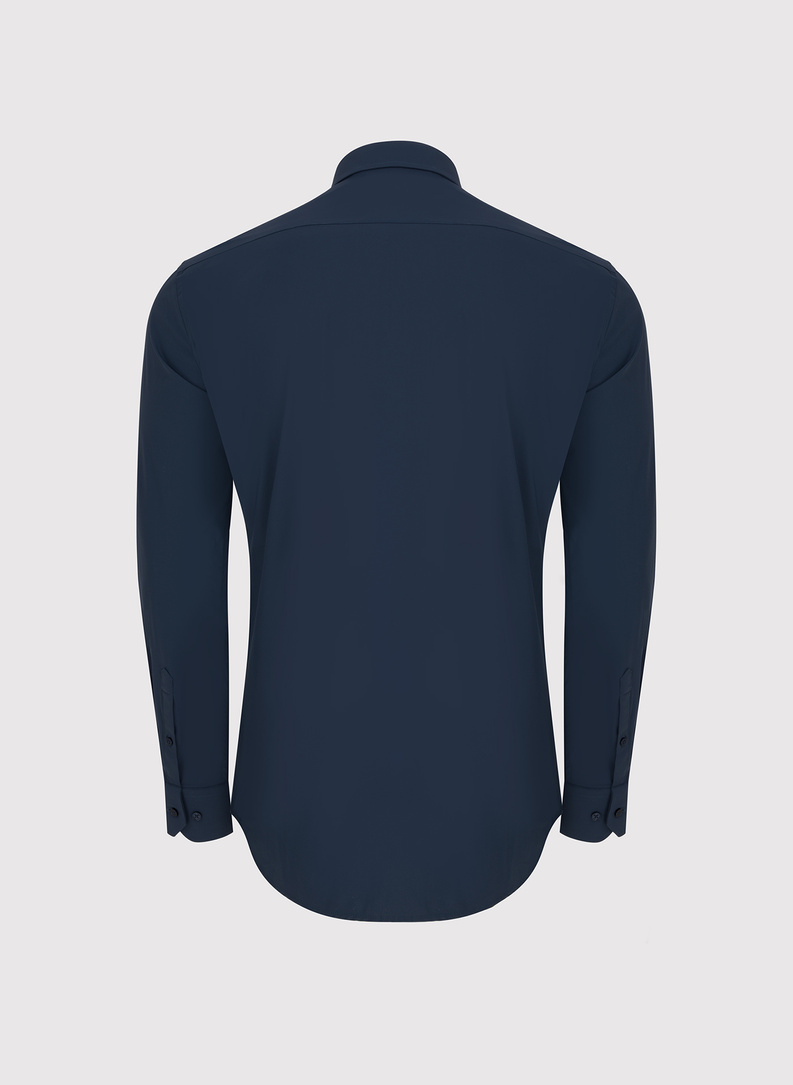 Granatowa dzianinowa koszula męska