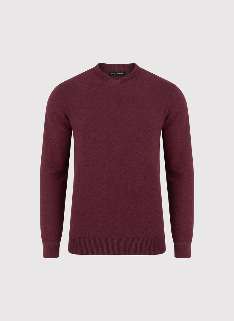 Bordowy sweter v-neck