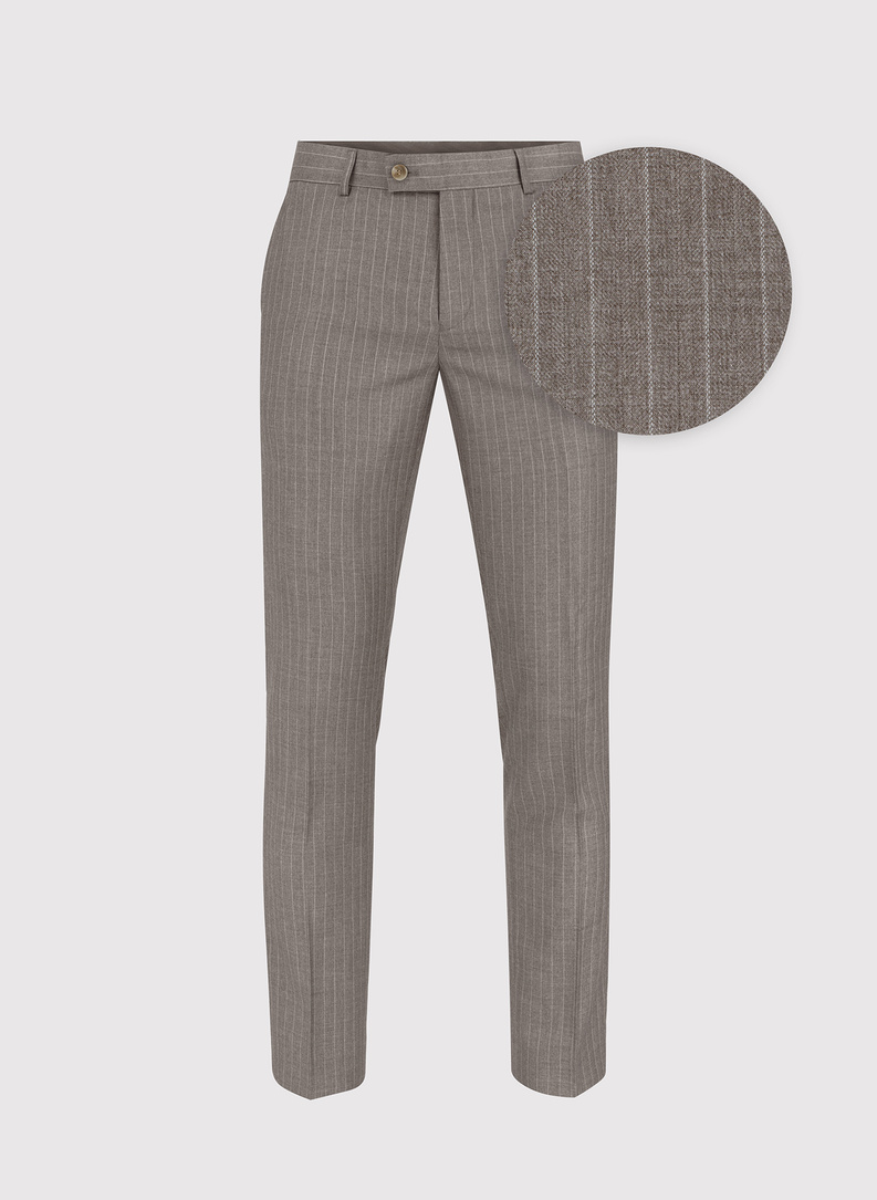 Beżowe spodnie garniturowe w prążek