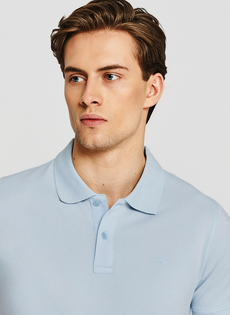 Niebieskie męskie polo z bawełny