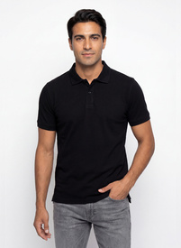 Czarny t-shirt polo z bawełny