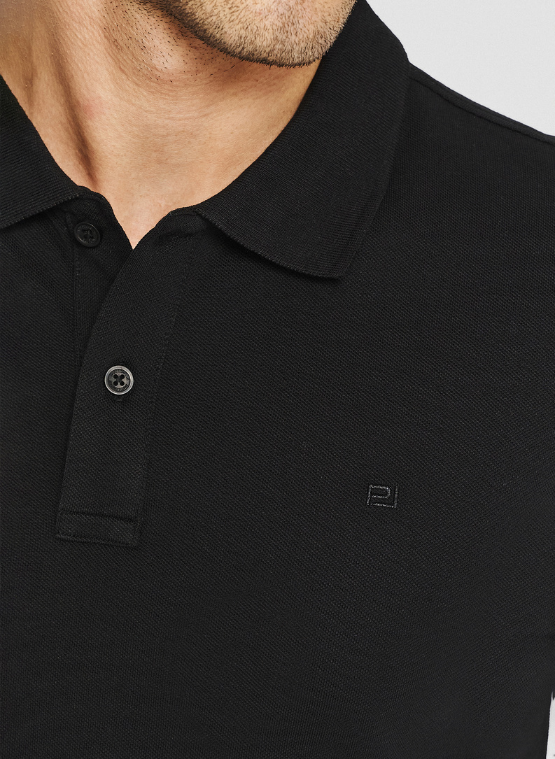 Czarne męskie polo z bawełny