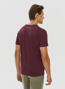 Bawełniany bordowy t-shirt z okrągłym dekoltem