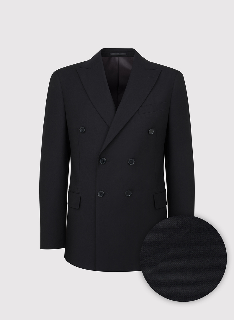 Dwurzędowa czarna marynarka garniturowa