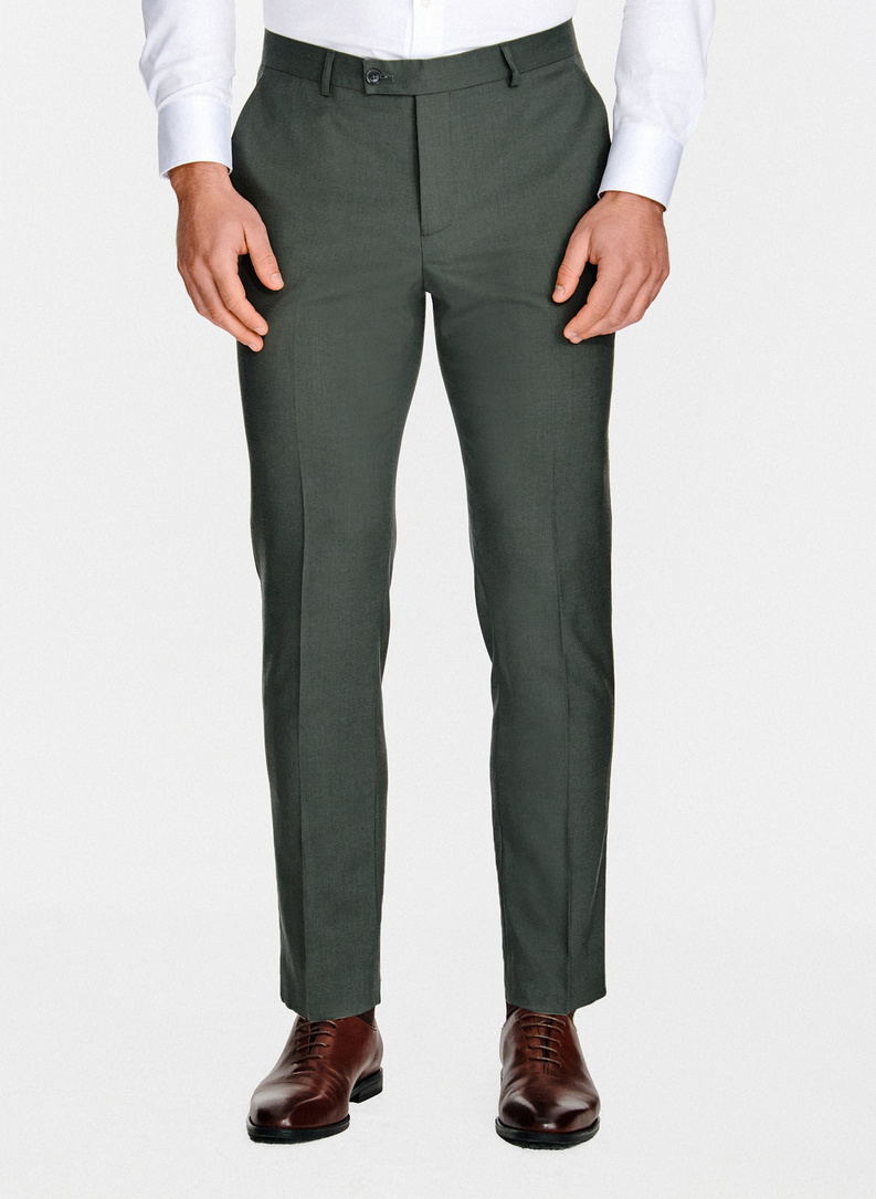 Zielone wełniane spodnie garniturowe
