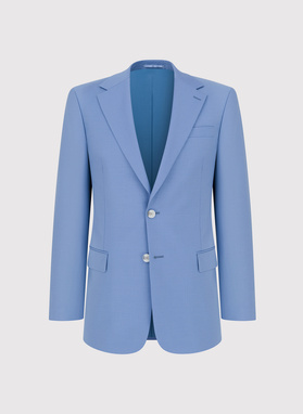 Niebieski wełniany garnitur męski