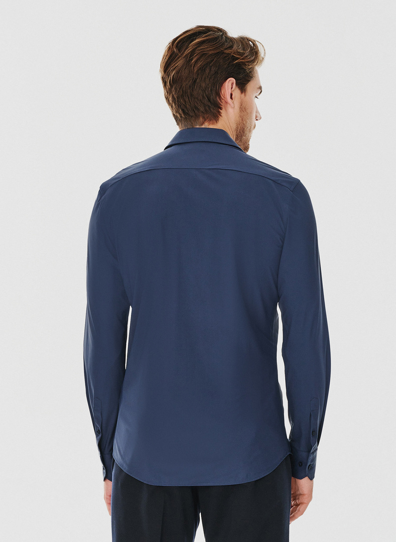 Gładka koszula męska w kolorze granatowym