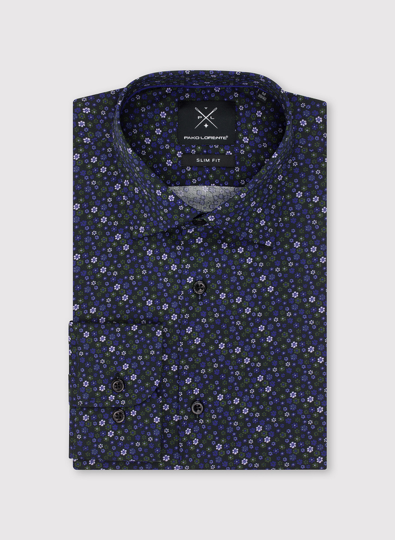 Męska koszula w kwiatowy mikrowzór