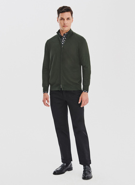 Zielony rozpinany sweter męski