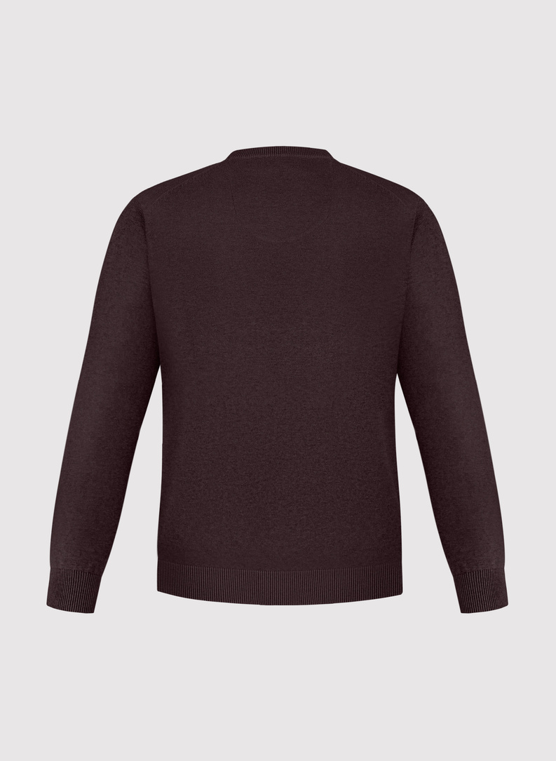 Brązowy sweter męski v-neck