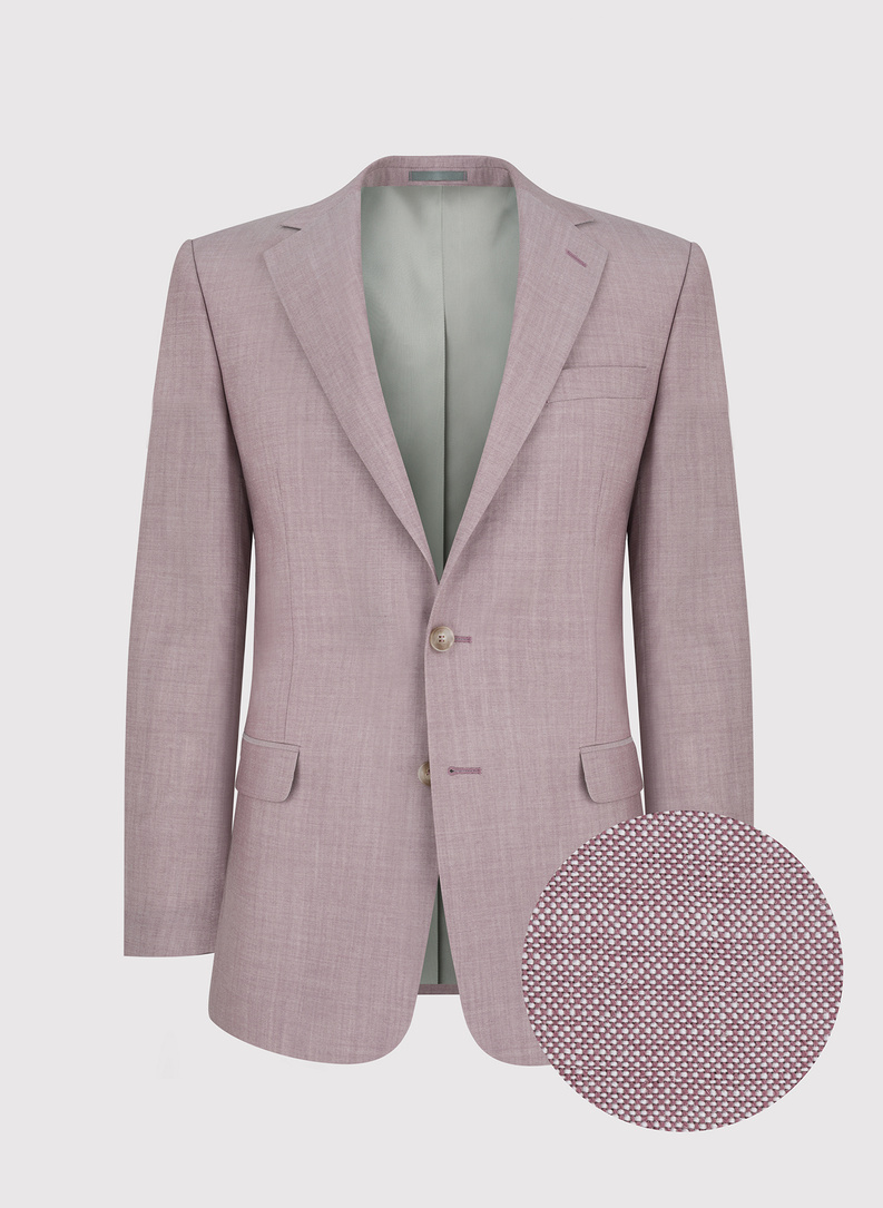 Wełniany różowy gładki garnitur męski