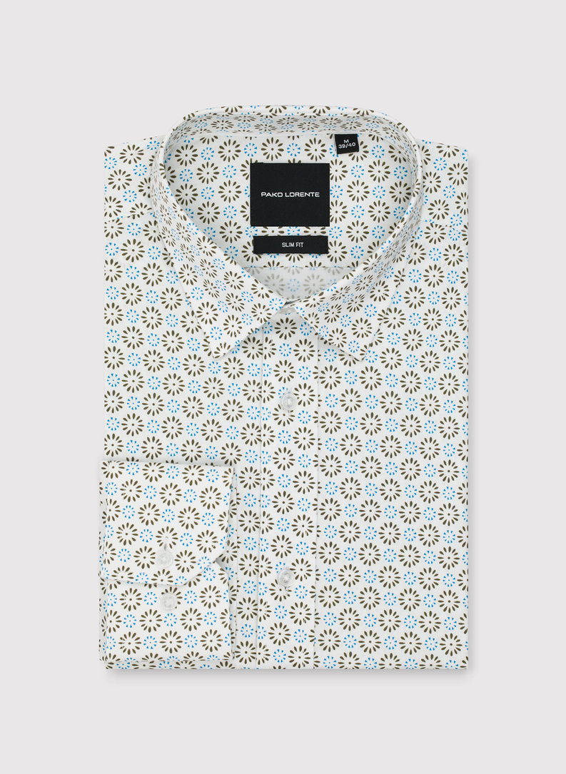 Biała koszula mikrowzór