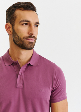 Gładki T-shirt polo w kolorze fioletowym
