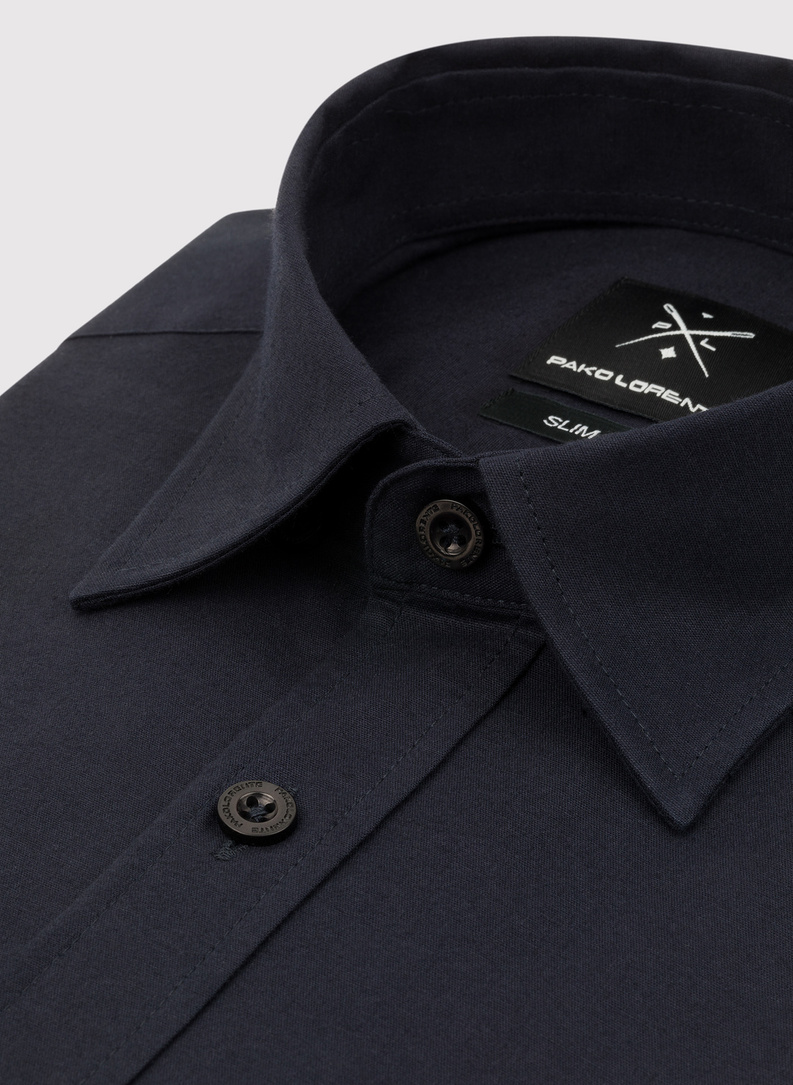 Granatowa gładka koszula męska