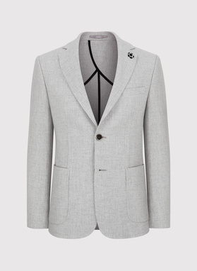 Szara marynarka casualowa o widocznej fakturze