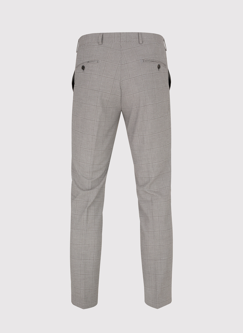 Brązowe spodnie garniturowe w kratę