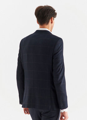 Granatowa marynarka garniturowa w kratę Windowpane