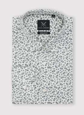 Biała koszula męska w delikatny kwiatowy wzór