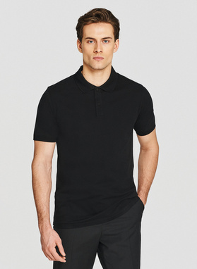 Czarny t-shirt polo z bawełny