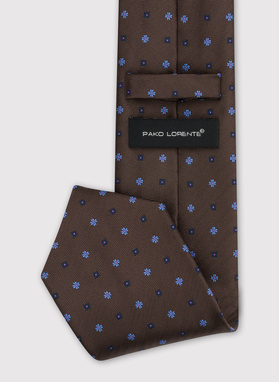 Brązowy krawat męski w drobny wzór