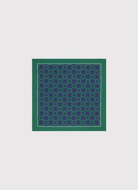 Poszetka męska w kolorze zielonym w granatowy drobny wzór