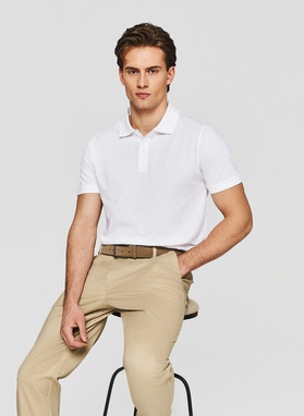 Biały t-shirt polo z bawełny