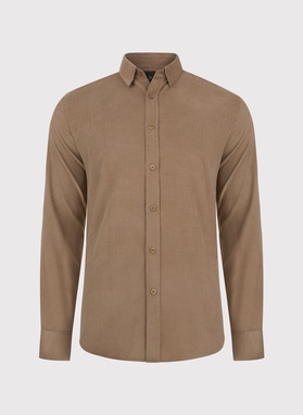 Sztruksowa koszula męska w kolorze beżowym