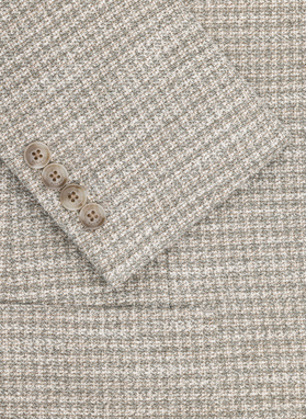 Beżowa marynarka w pepitkę