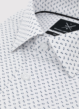 Biała koszula męska w mikrowzór