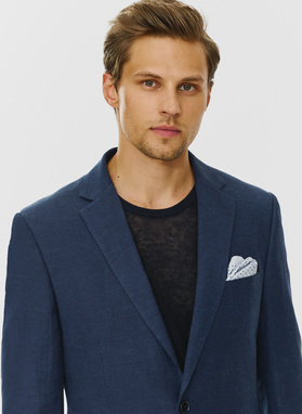 Lniana marynarka męska w kolorze granatowym