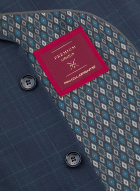 Granatowa marynarka garniturowa w kratę