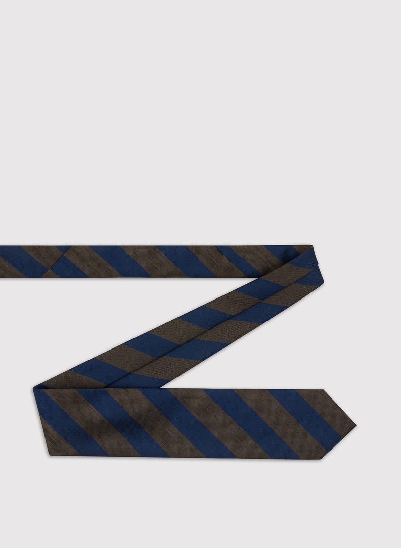 Granatowy krawat męski w skośne pasy