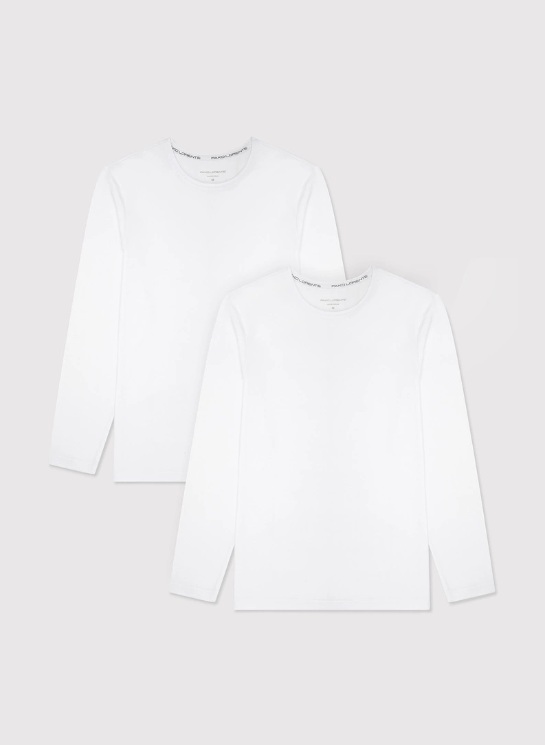 Męski longsleeve w białym kolorze, dwupak - zdjecie nr 1