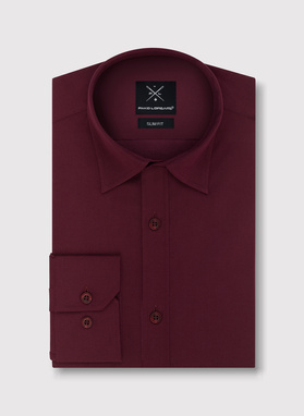 Bordowa gładka koszula męska
