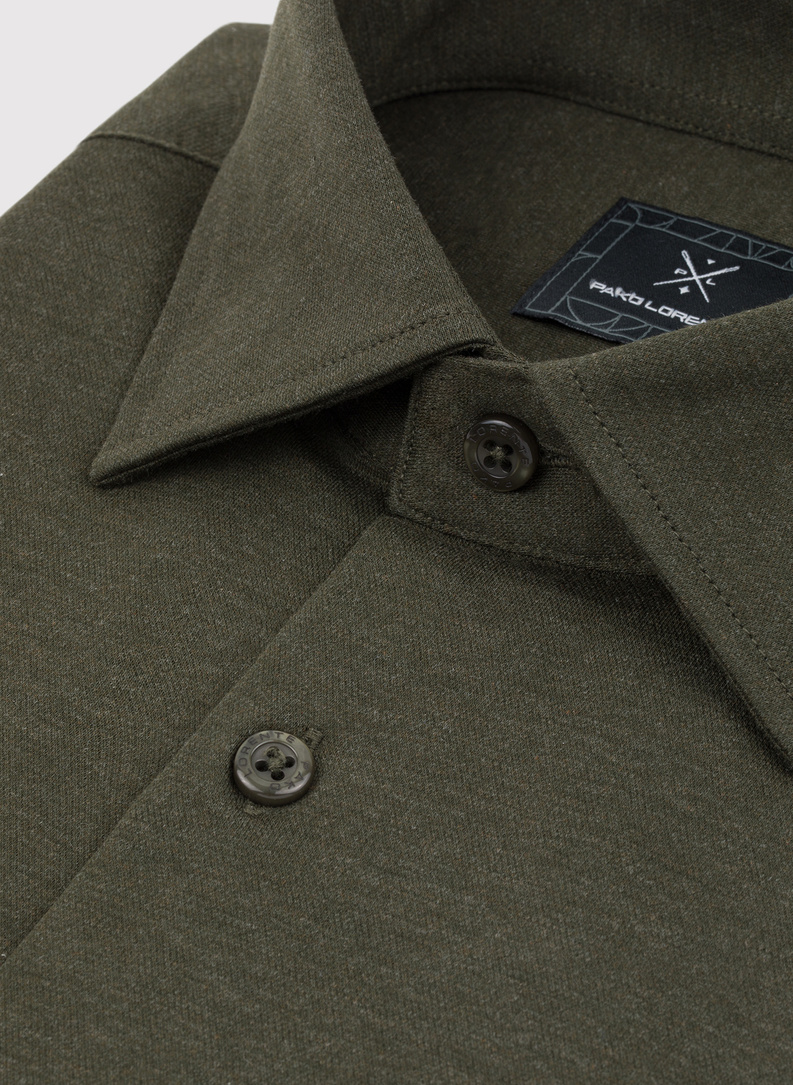 Ciemna zielona bawełniana koszula męska