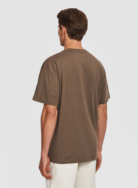 Bawełniany t-shirt oversize w kolorze brązowym