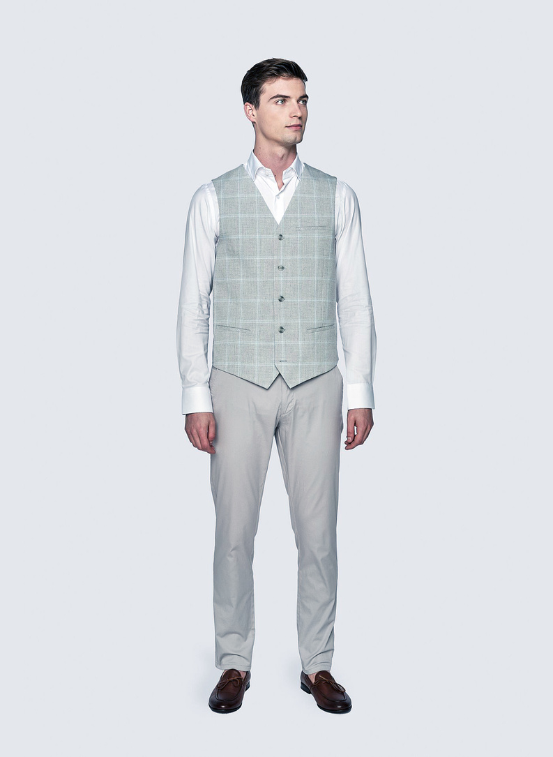 Szara kamizelka męska w kratę