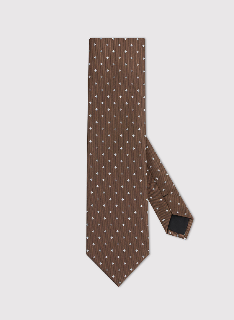 Brązowy krawat męski w mikrowzór