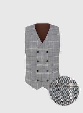 Szara dwurzędowa kamizelka w kratę