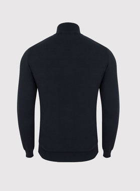 Czarny rozpinany sweter męski ze stójką