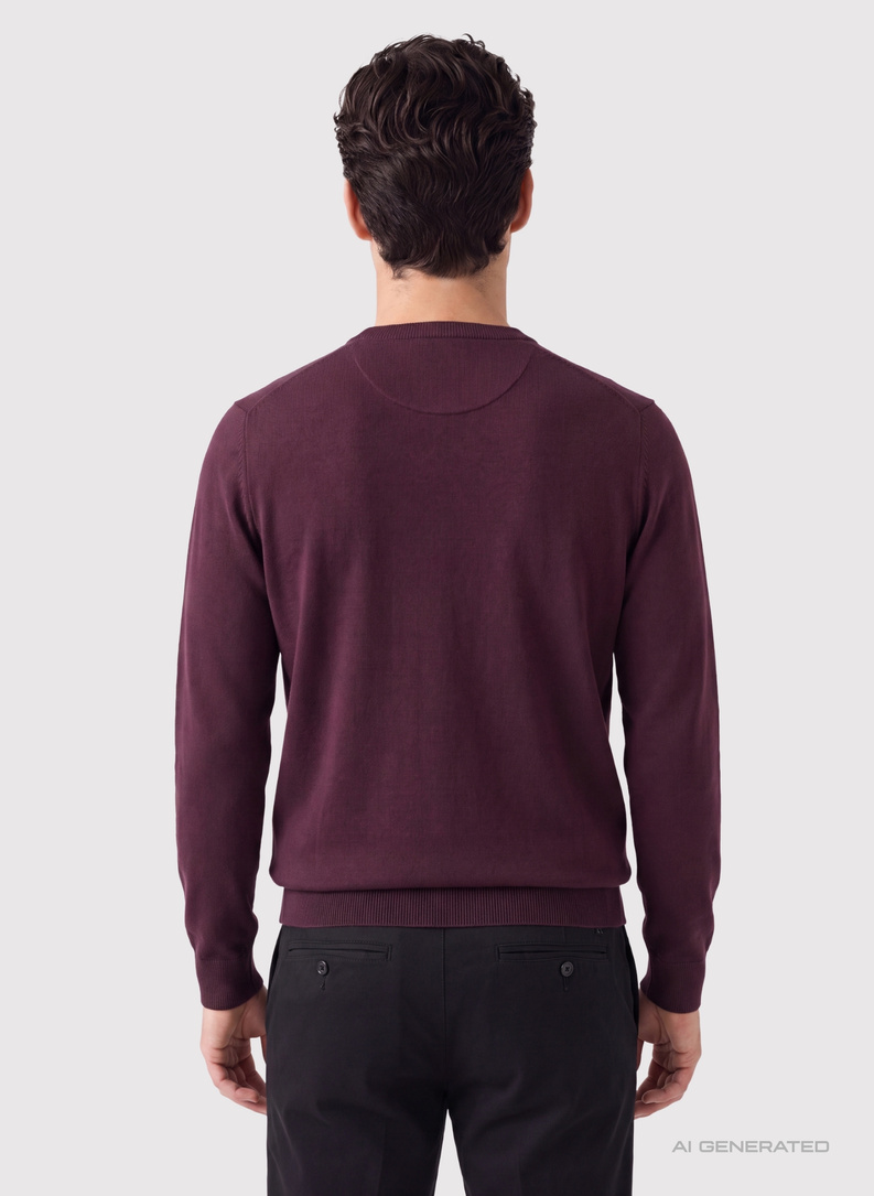 Ciemnofioletowy sweter v-neck