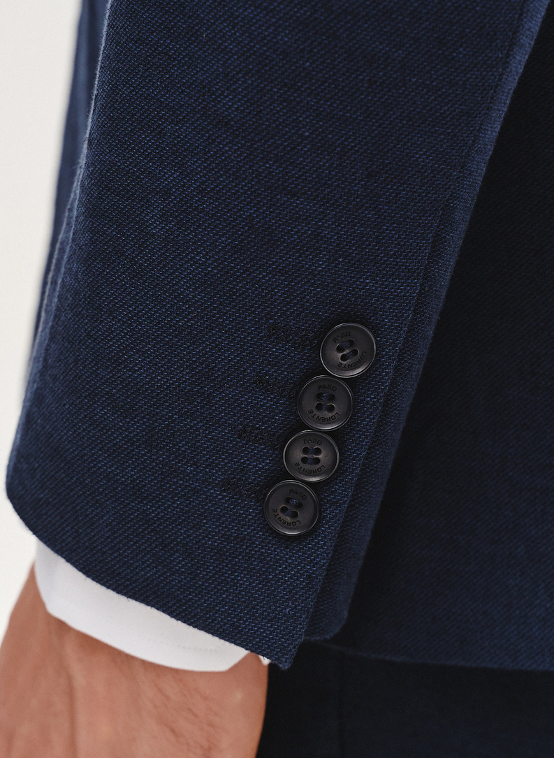 Granatowa marynarka garniturowa z lnem