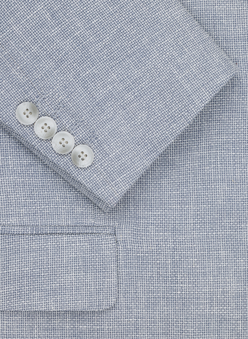 Niebieska marynarka casual z lnem i wełną