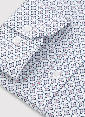 Biała koszula w niebieski mikrowzór