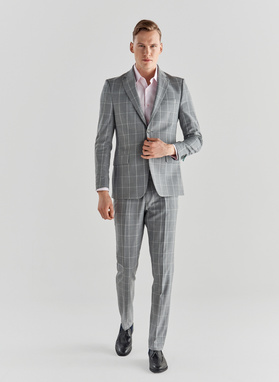 Szary garnitur BUENAVISTA w kratę 
