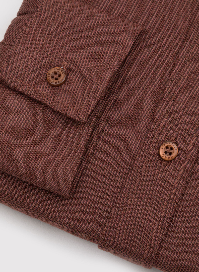 Gładka taliowania koszula w kolorze brązowym