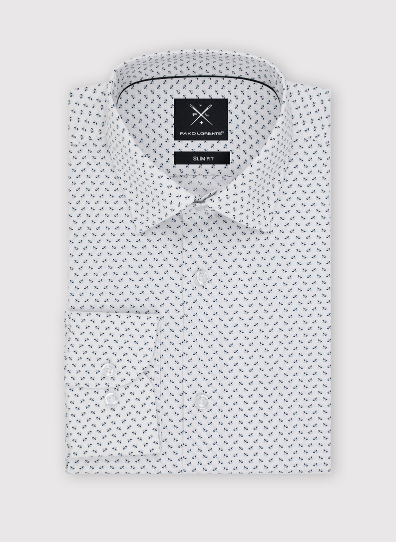 Biała koszula męska w mikrowzór