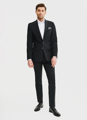 Wełniany czarny garnitur męski