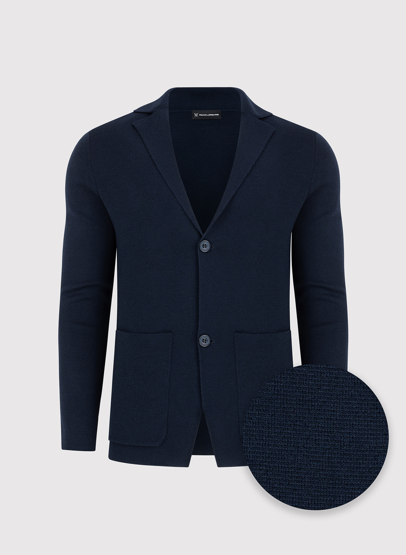 Dzianinowa wełniana marynarka męska 