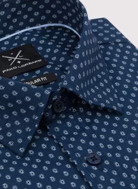 Granatowa koszula o prostym kroju we wzór paisley